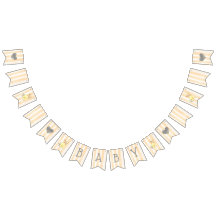 Naranja de bebé vintage y banderas de Baby Shower