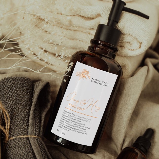 Naranja de belleza y etiqueta de lavado con mano b (Subido por el creador)