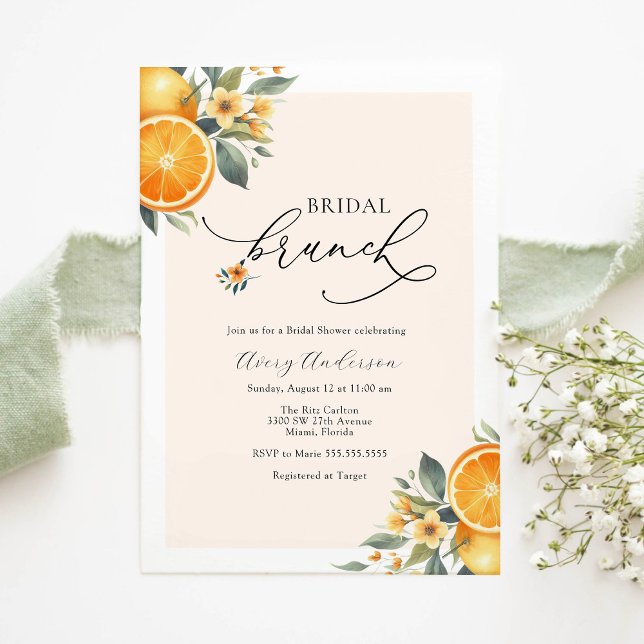 Naranja de Brunch nupcial Invitación a ducha (Subido por el creador)