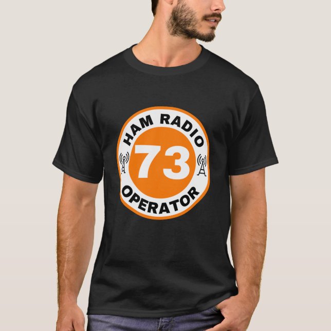 Naranja de camiseta de Ham Radio Operator 73 (Anverso)