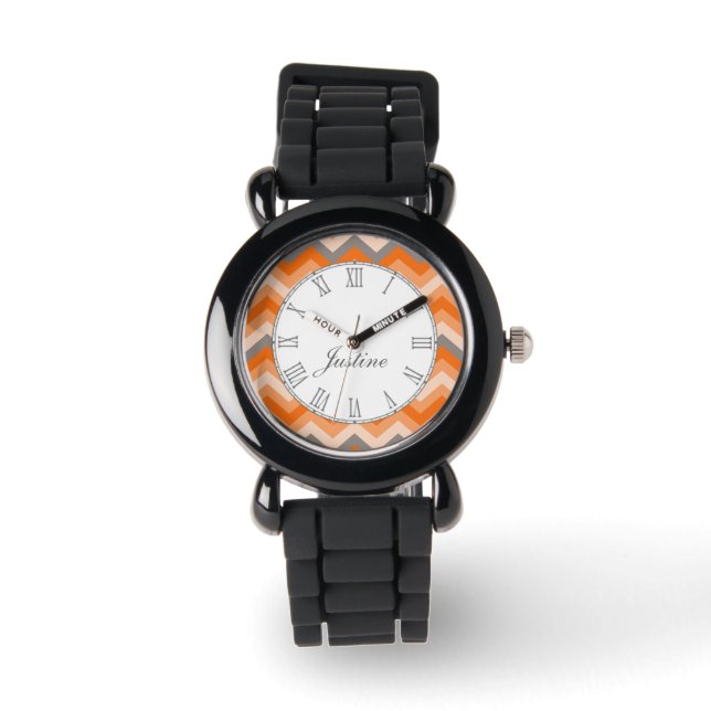 Naranja de Chevron y reloj de pulsera con nombre d (Anverso)