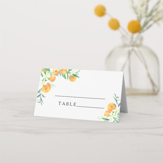 Naranja de cítricos - tarjetas de plaza boda (Anverso)