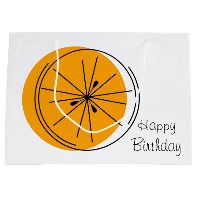 Naranja de Citrus Feliz cumpleaños bolsa grande (Anverso)