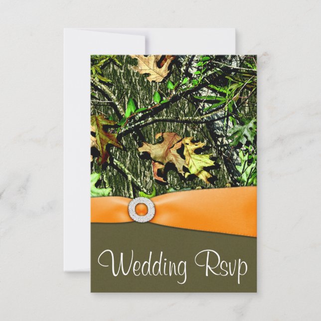 Naranja de clase cazando tarjetas Camo Wedding RSV (Anverso)