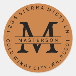 Naranja de cobre Etiquetas de direcciones circular