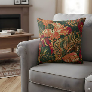 Naranja de Cojín decorativo floral tropical negrit