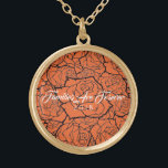 Naranja de collares y Rosas-familias de oro son pa<br><div class="desc">Collares mostrados en tono dorado con una estampada rosa en capas sobre un fondo Naranja de mandarina y texto de "Las familias son para siempre 2018" en un elegante guión de blanco. Personalizar este collar con una cita especial o/o y elige tu estilo o cambia de color. O comprar como...</div>