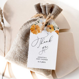 Naranja de color de agua calabaza caída etiqueta d