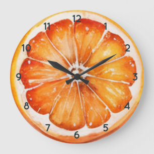 Naranja de color de agua fruta Reloj con números n