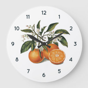 Naranja de color de agua fruta Reloj con números n
