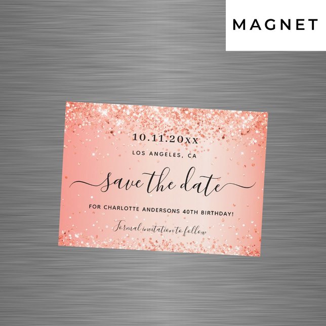 Naranja de cumpleaños purpurina guardar el imán de (Subido por el creador)