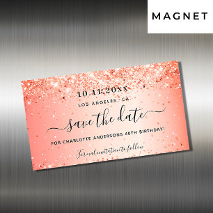 Naranja de cumpleaños purpurina guardar el imán de