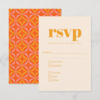 Naranja de diseño Groovy Retro 70 Comida Boda RSVP