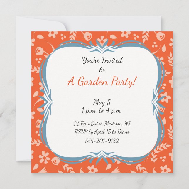 Naranja de encargo de la invitación de la fiesta (Anverso)