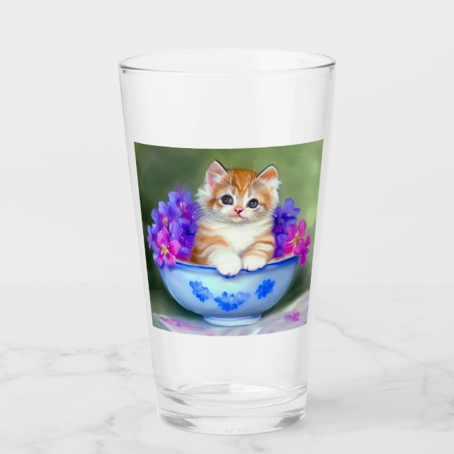 Naranja de época y Ilustracion de gatito blanco (Anverso)