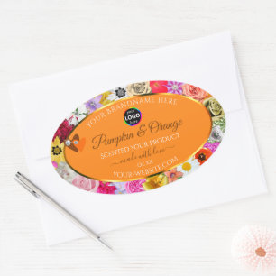 Naranja de flores coloridas Etiquetas de productos