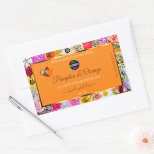 Naranja de flores coloridas Etiquetas de productos