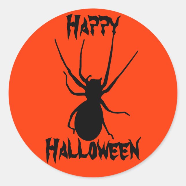Naranja de Halloween Pegatinas araña de espiga neg (Anverso)