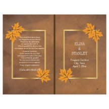 Naranja de hojas de arce en programa de boda marró