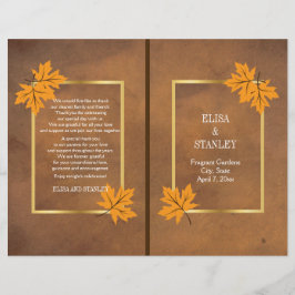 Naranja de hojas de arce en programa de boda marró