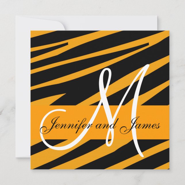 Naranja de impresión tigre de invitación de boda (Anverso)