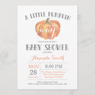 Naranja de invitación a Baby Shower para calabaza 