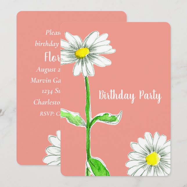 Naranja de invitación a fiesta de cumpleaños de Da (Anverso / Reverso)