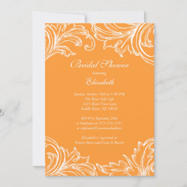 Naranja de invitación a la ducha matrimonial Damas (Anverso)