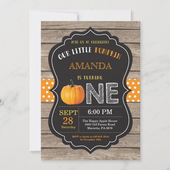 Naranja de invitación de cumpleaños a la Calabaza  (Anverso)
