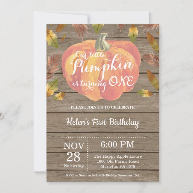 Naranja de invitación de cumpleaños a la Calabaza  (Anverso)