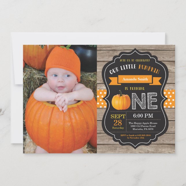 Naranja de invitación de cumpleaños a la Calabaza  (Anverso)
