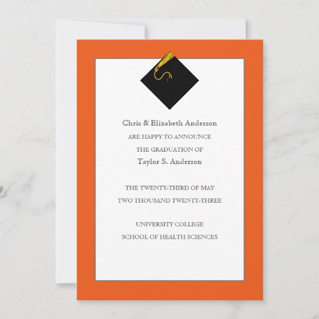 Naranja de Invitación de graduación (Anverso)