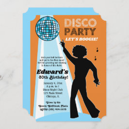 Naranja de invitaciones a discoteca de cumpleaños