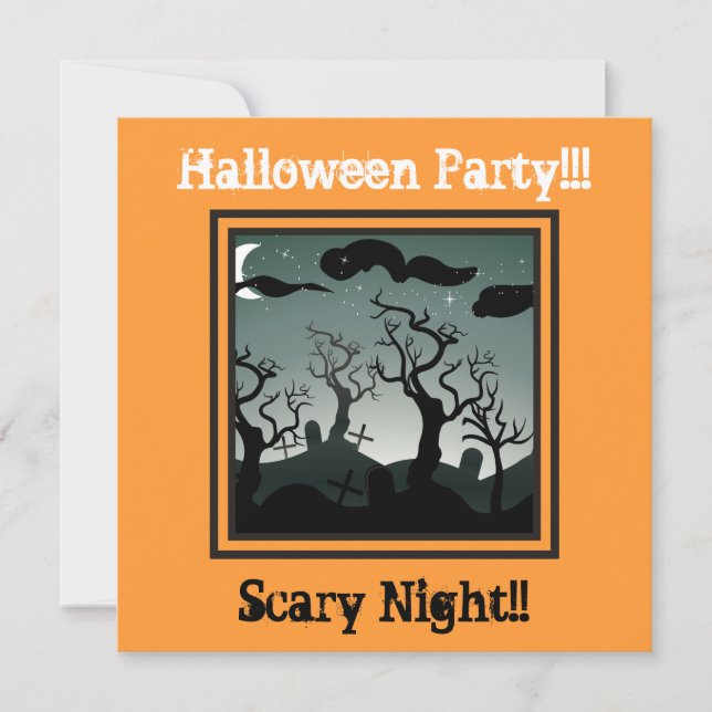 Naranja de invitaciones a fiestas de halloween de  (Anverso)