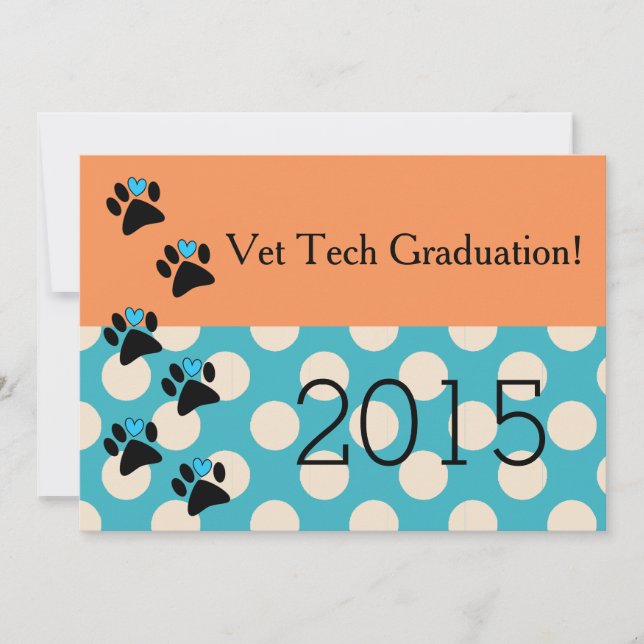 Naranja de invitaciones a graduación de Vet Tech y (Anverso)