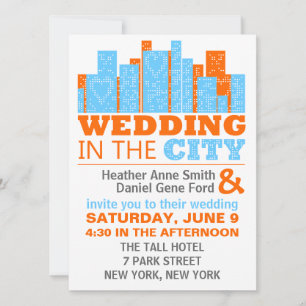 Naranja De Invitaciones A La Boda En Ciudad Modern