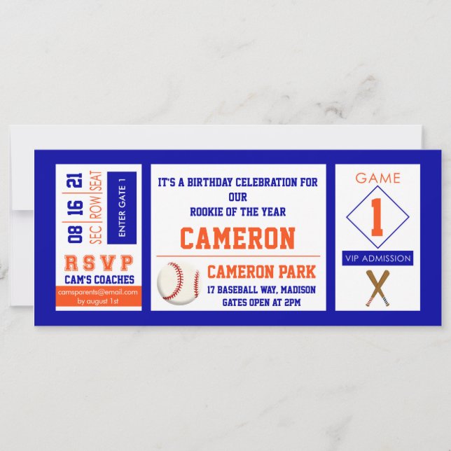 Naranja de invitaciones a la fiesta de cumpleaños  (Anverso)