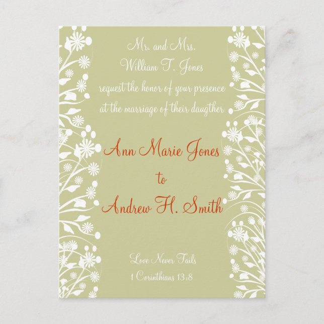 Naranja de la invitación a la boda cristiana Taupe (Anverso)