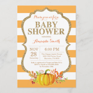 Naranja de la invitación de calabaza Baby Shower y
