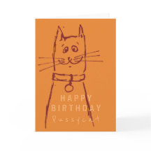Naranja de la tarjeta de cumpleaños del gato