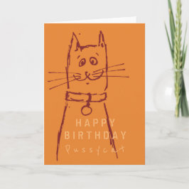 Naranja de la tarjeta de cumpleaños del gato