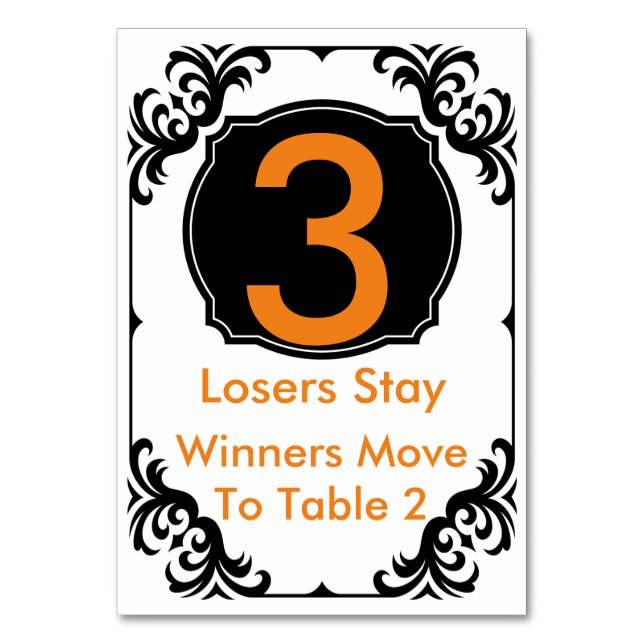 Naranja de la tarjeta de mesa Bunco y negro - #3 (Anverso)