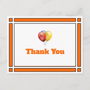 Naranja de los globos de cumpleaños gracias postal