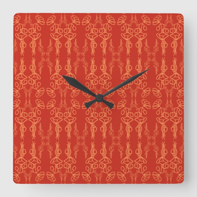 Naranja de moda sobre el reloj de pared cuadrado d (Anverso)
