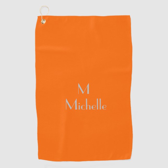 Naranja de neón - añade toalla de golf de monogram (Anverso)