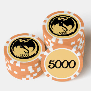 Naranja de oro Black Dragon 5000 chip de póquer a 