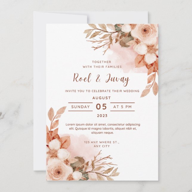 Naranja de otoño de la invitación a la boda (Anverso)