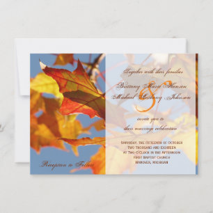 Naranja de otoño deja la invitación a la boda de o