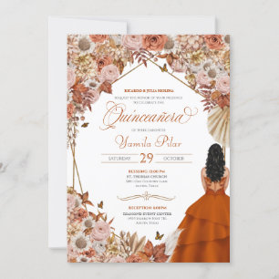 Naranja de óxido de otoño deja invitación a Quince