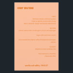 Naranja de paginación simple Menú de casamiento pe<br><div class="desc">Con esta elegante carta de boda le daremos un toque de elegancia a la hora de cenar. En un naranja de melocotón suave, este menú de personalizable destaca los nombres de la pareja y la fecha boda. Perfecto para recepciones, cenas de ensayo o duchas de novios, este diseño moderno y...</div>